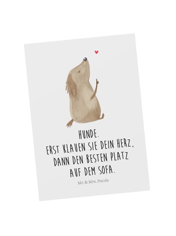 Mr. & Mrs. Panda Postkarte Hund Liebe mit Spruch in Weiß