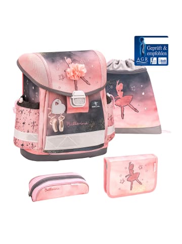 Belmil 4tlg-Set: Schulranzen Ballerina Black Pink in Rose – H36xB32xT19 cm