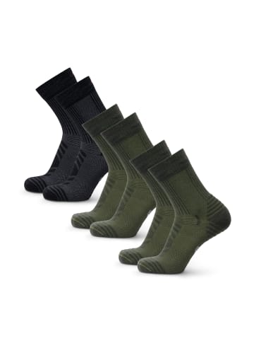 DANISH ENDURANCE Socken Light Hiking Crew in black olive green