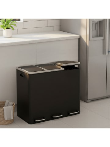 SONGMICS Mülleimer Island in Schwarz - (B)35.2 x (H)56.4 x (T)61.7 cm - 3 x 18 L