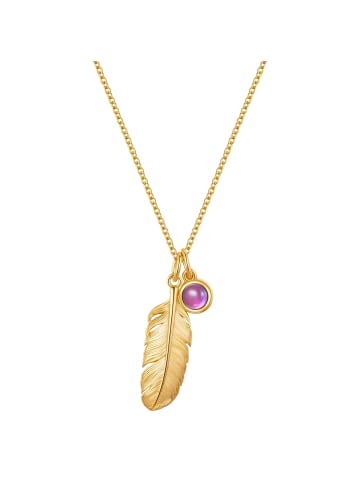 Glanzstücke München Kette Feder aus Sterling Silbermit Amethyst in gelbgold