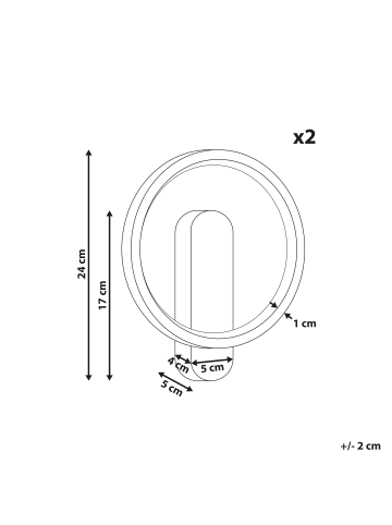 Beliani 2er-Set Wandleuchten BLIES in Schwarz