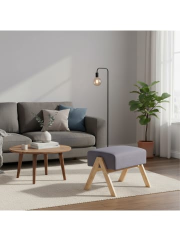 relaxdays Fußhocker in Grau/ Natur - (B)40 x (H)30 x (T)28 cm