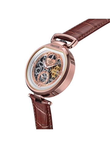 Heritor Lincoln Skelettuhr mit Lederarmband und Mondphasenanzeige in Brown
