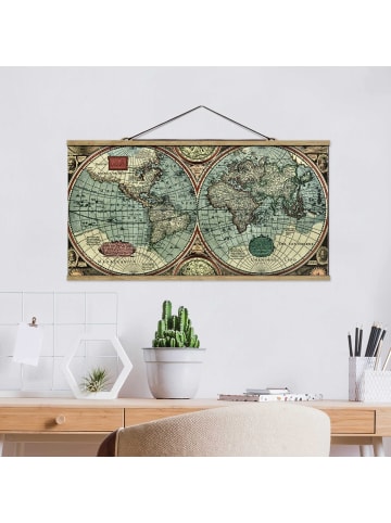 WALLART Stoffbild mit Posterleisten - Die alte Welt in Creme-Beige