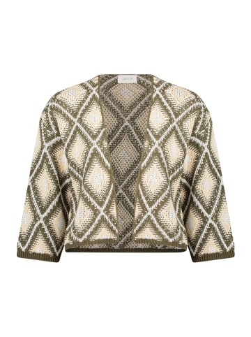 CARTOON Strick-Cardigan mit Jacquard in Khaki/Beige