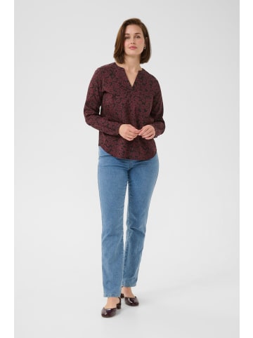 Kaffe Langarm-Bluse KAbeathe Regular fit in Fudge/Black Flower Print