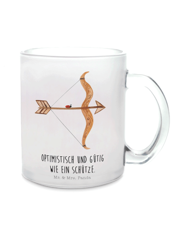 Mr. & Mrs. Panda Trinkglas Sternzeichen Schütze mit Spruch in Transparent