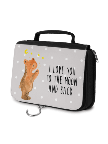 Mr. & Mrs. Panda Waschtasche Verliebter Bär mit Spruch in Grau Pastell