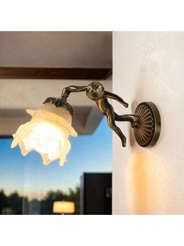 Licht-Erlebnisse Wandlampe (B)11.5 x (H)13.5 cm in Bronze hell glänzend WeißBronze hell glänzend Weiß