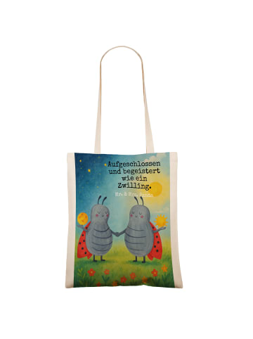 Mr. & Mrs. Panda Shopping Tasche Sternzeichen Zwilling Design mi... in Weiß