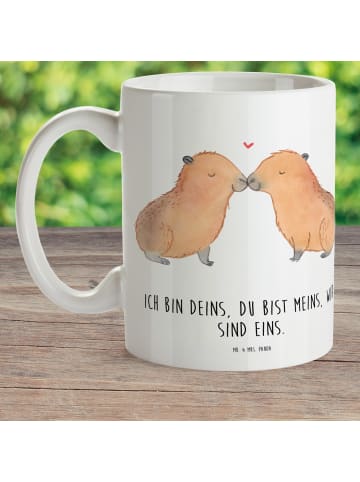 Mr. & Mrs. Panda Mehrwegbecher Capybara Liebe mit Spruch in Weiß