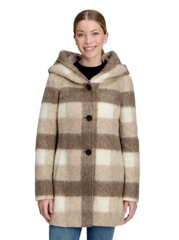 AMBER & JUNE Kurzmantel mit Kapuze in Weiß/Taupe