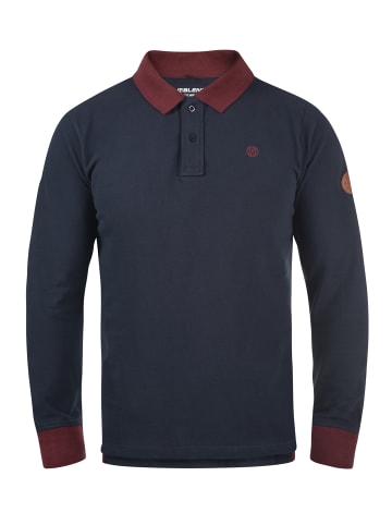 BLEND Langarm-Poloshirt in blau