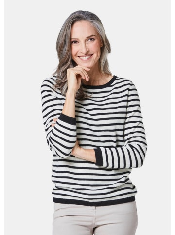 GOLDNER Feinstrickshirt mit U-Boot-Ausschnitt in schwarz / weiß / geringelt