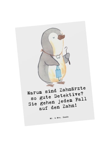 Mr. & Mrs. Panda Postkarte Zahnarzt Detektiv mit Spruch in Weiß