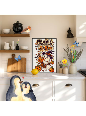Mr. & Mrs. Panda Plakat Geist Kaffee Design mit Spruch in Weiß