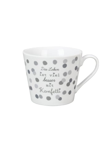 Krasilnikoff Happy Cup Tasse Das Leben ist viel besser mit Konfetti in grau