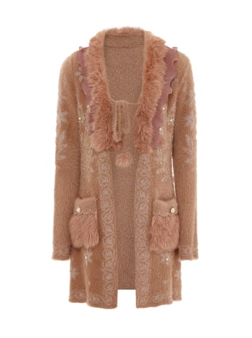 faina Damen Strickjacke in Dunkelrosa Rosa Gold