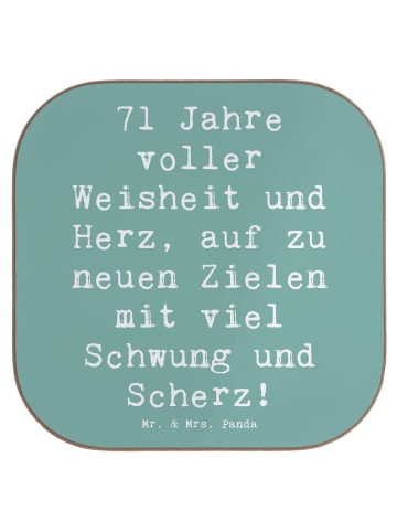 Mr. & Mrs. Panda Glasuntersetzer Spruch 71. Geburtstag mit Spruch in Meeresbrise