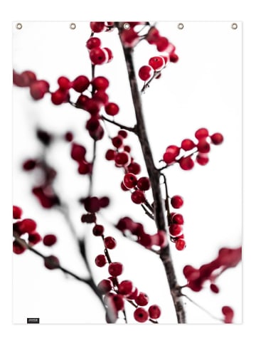 Juniqe Duschvorhang "Red Berries 1" in Rot & Weiß