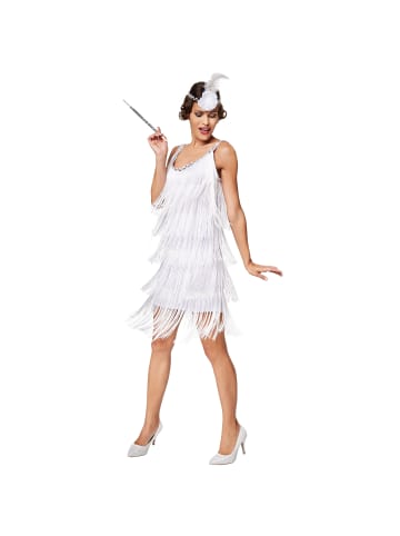 tectake Knapp geschnittenes Fransenkleid, weiß