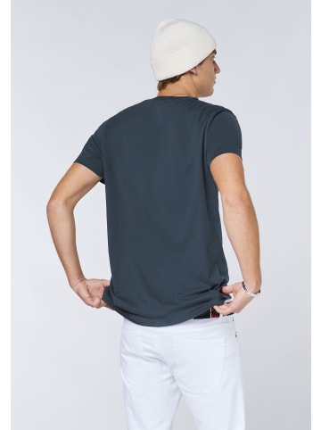 Polo Sylt T-Shirt mit Pigment-Print im Label-Look in Blau