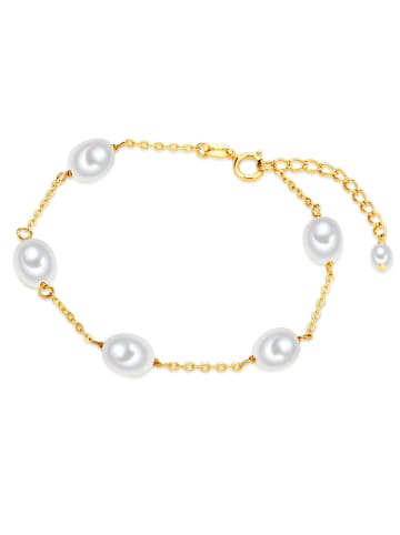 Valero Pearls Armband Sterling Silber gelbgold Süßwasser-Zuchtperlen weiß in gelbgold