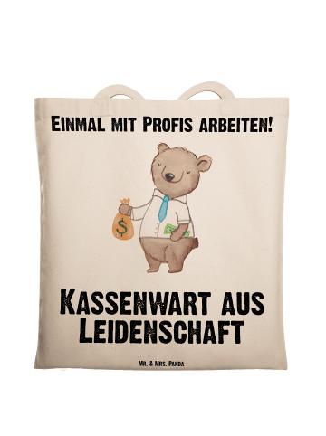 Mr. & Mrs. Panda Tote Bag Kassenwart Leidenschaft mit Spruch in Creme