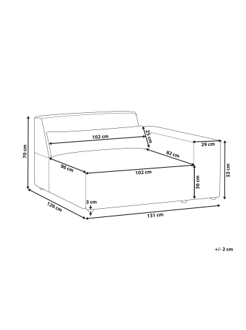 Beliani Sofaelement HELLNAR in Grau - (W) 131 x (H) 70 x (L) 126 cm
