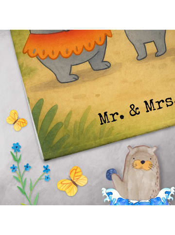 Mr. & Mrs. Panda Handtuch Koala Familie Design mit Spruch in Weiß