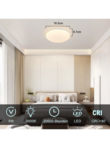 ZMH Deckenleuchte Naturalweiß in Weiß Ø16.5cm