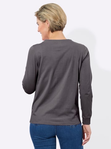 WITT WEIDEN Rundhals-Shirt in steingrau + anthrazit