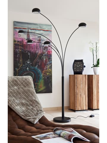 SalesFever Bogenleuchte 205 cm 5-flammig dimmbar mit beweglichen Armen in Schwarz