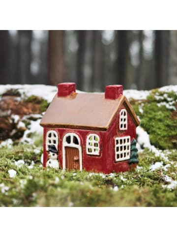 IB Laursen Lichthaus STILLENAT Rot mit Schneemann 10 cm