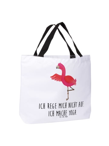 Mr. & Mrs. Panda Shopper Flamingo Yoga mit Spruch in Weiß