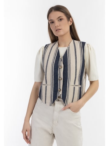 DreiMaster Vintage Damen Weste in Dunkelmarine Wollweisser Streifen