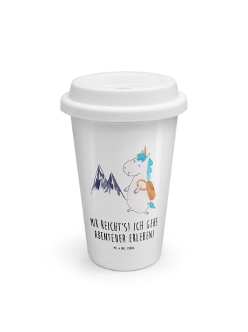 Mr. & Mrs. Panda Thermobecher Einhorn Bergsteiger mit Spruch in Weiß