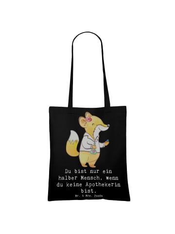 Mr. & Mrs. Panda Canvas Tasche Apothekerin Herz mit Spruch in Schwarz
