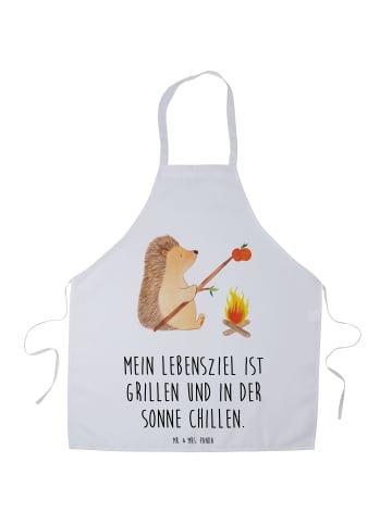 Mr. & Mrs. Panda Schürze Igel Grillen mit Spruch in Weiß