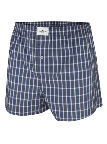 Tom Tailor Webboxershorts 2er Pack in grau blau kariert / fein kariert