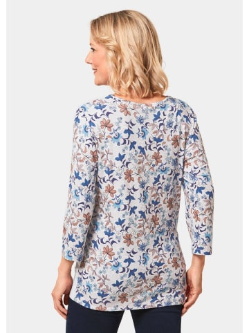 GOLDNER Kurzgröße:  Attraktives Druckshirt in einzigartigem Look in taupe / rauchblau / gemustert