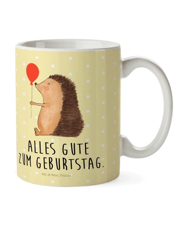 Mr. & Mrs. Panda Plastikbecher Igel Luftballon mit Spruch in Gelb Pastell