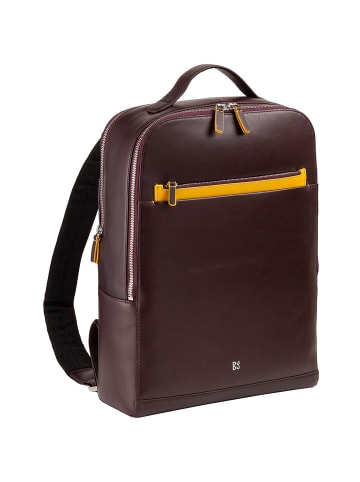 DuDu Rucksack Leder 38 cm Laptopfach in burgundy