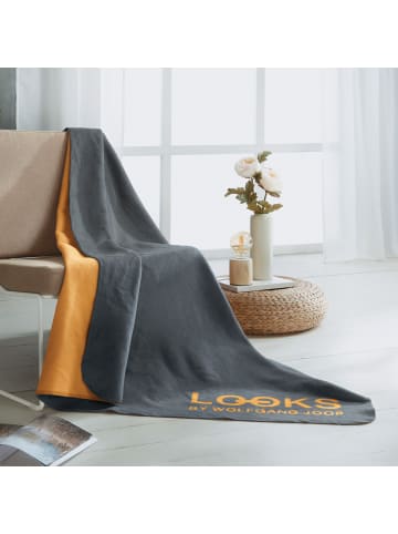 LOOKS by Wolfgang Joop Jacquard, Baumwollmischung Wohndecke in dunkelgrau/gelb