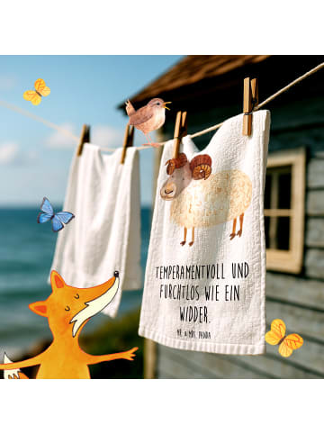 Mr. & Mrs. Panda Handtuch Sternzeichen Widder mit Spruch in Weiß