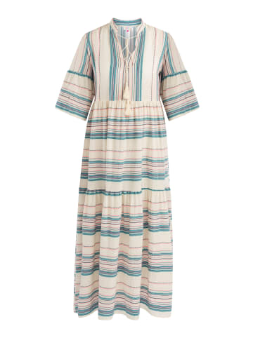 IZIA Damen Streifenkleid Maxi in Pink Türkis Wollweiss