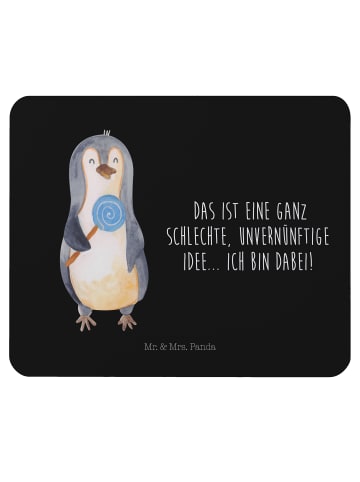 Mr. & Mrs. Panda Mauspad Pinguin Lolli mit Spruch in Schwarz