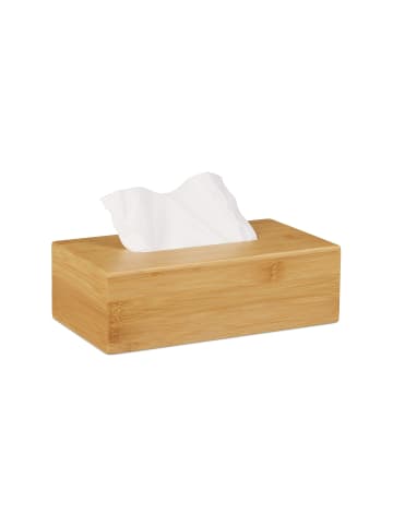 relaxdays Kosmetiktücherbox in Natur - (B)27,5 x (H)8,5 x (T)15,5 cm