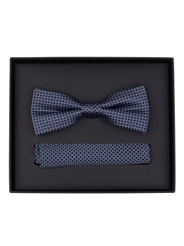 Venti Fliege und Einstecktuch in dunkles Mittelblau